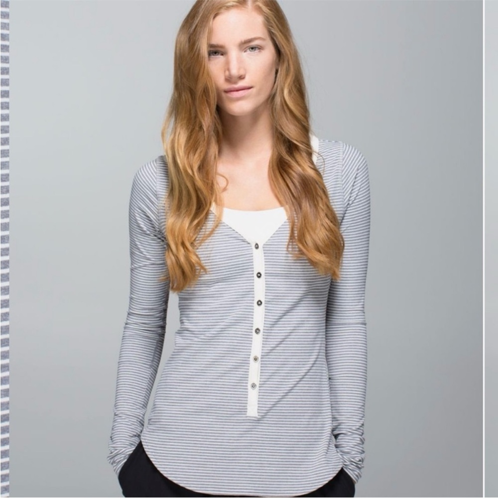 Lululemon 🌹Striped Long Sleeve Henley Top